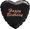 Happy Birthday Black Heart Foil Balloon