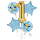 1st Birthday Blue & Gold Foil Balloon