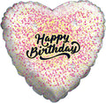 Happy Birthday Glitter Heart Foil Balloon