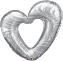 Open Marble Heart - Silver Foil Balloon