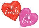 Glitter Holographic Two Hearts One Love Foil Balloon