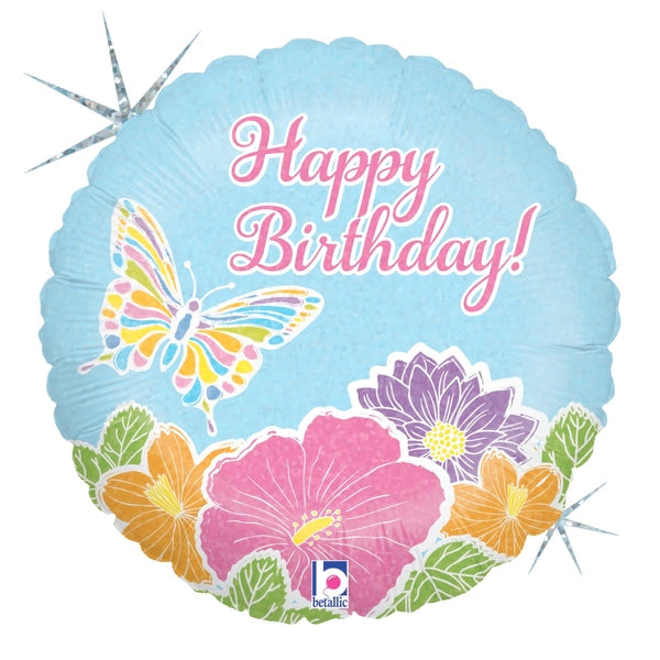 Holographic Pastel Butterfly Birthday