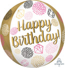Happy Birthday Gems Orbz Foil Balloon