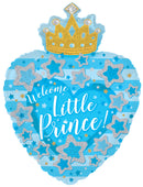 Baby Boy Heart With Crown Foil Balloon