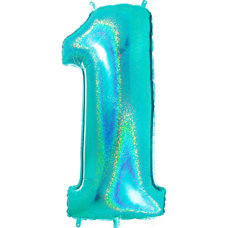 Number "1" Tiffany Glitter Holographic Balloon