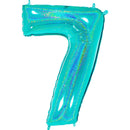 Number "7" Tiffany Glitter Holographic Balloon