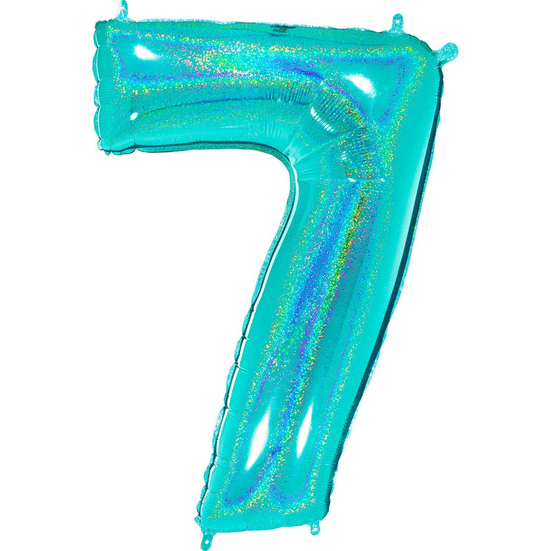 Number "7" Tiffany Glitter Holographic Balloon