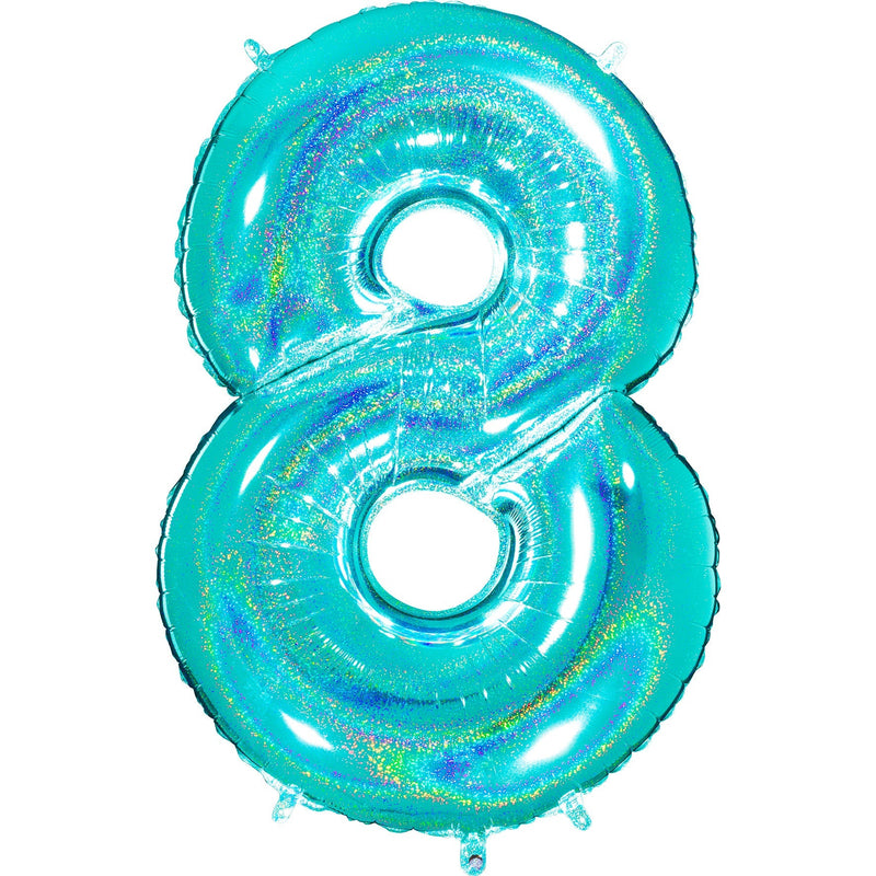 Number "8" Tiffany Glitter Holographic Balloon