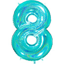 Number "8" Tiffany Glitter Holographic Balloon