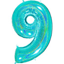 Number "9" Tiffany Glitter Holographic Balloon