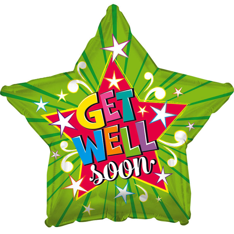 Get Well Soon Lime Burst Foil Balloon