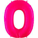 40" Number 0 Florescent Pink Balloon