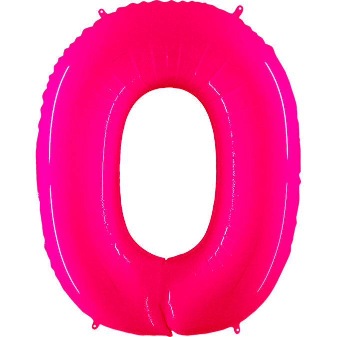40" Number 0 Florescent Pink Balloon