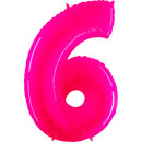 40" Number 6 Florescent Pink Balloon