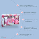 Bath & Body Collection Gift Box, Includes Shower Gel, Body Lotion, Body Scrub, Bath Bomb & Sponge (Blue Cherry Blossom)