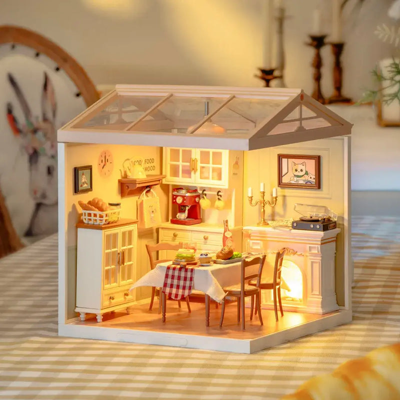 DIY Miniature House Kit: Warm Dining Room