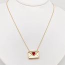 "I Love You" Heart-shaped Cubic Zirconia Envelope Necklace- Gold