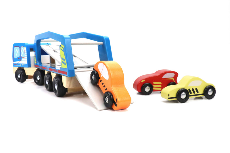 Leo & Friends - Wooden Car Carrier Set, 5-Piece Car and Truck Kid’s Set