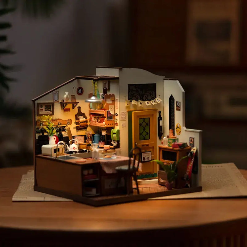 DIY Miniature House Kit: Homey Kitchen