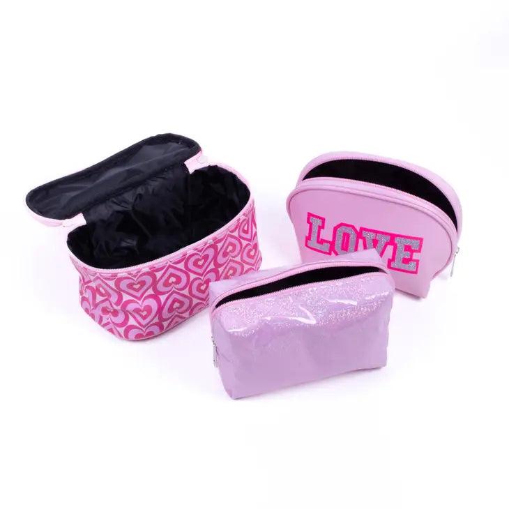 4pcs Heart Graphic Clear Cosmetic & Toiletry Bags