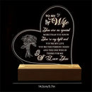 Engraved Night Lamp With Wood Base, Gift For Wife