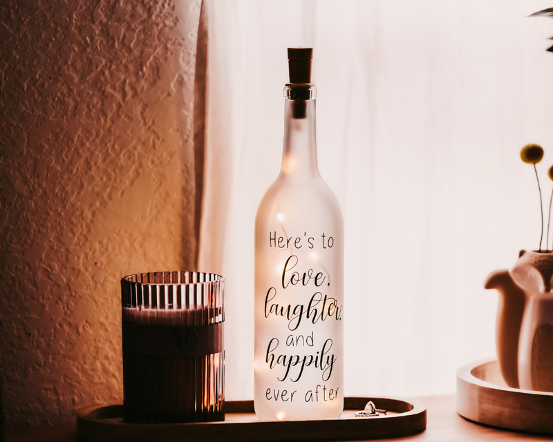 Bottle Lamp, Wedding Gifts, Anniversary Gifts, Romantic Gift: Frosted