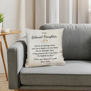 To My Beloved Daughter" Linen Pillow-  Heartfelt Message from Mom
