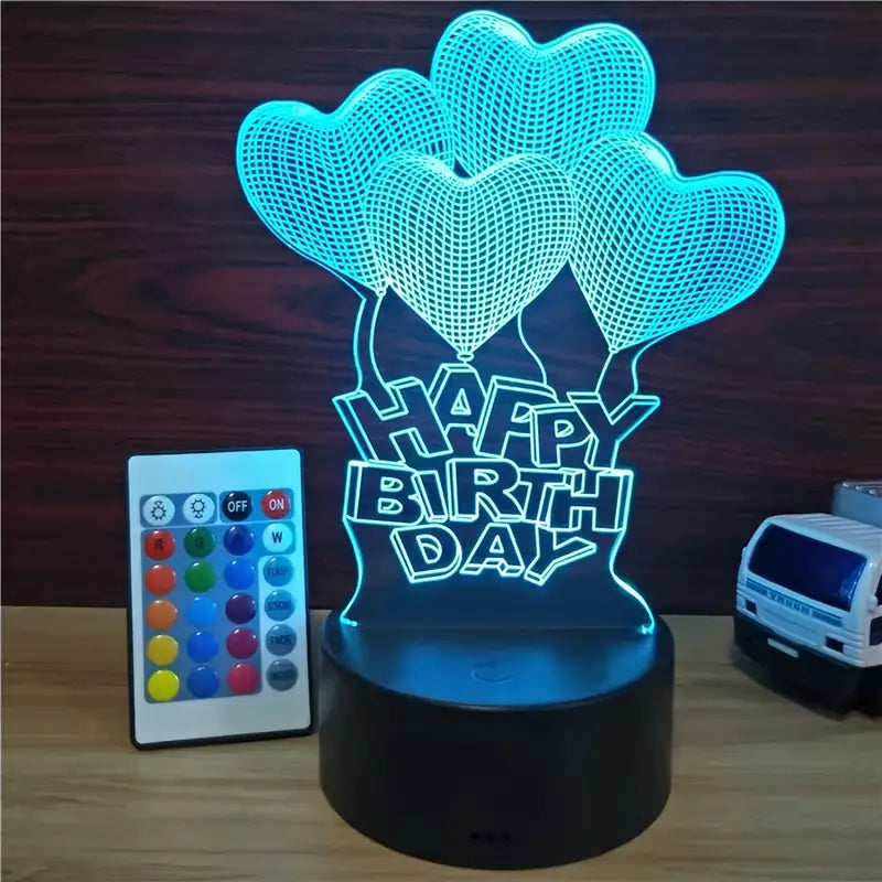 Happy Birthday Heart 3D Illusion Lamp