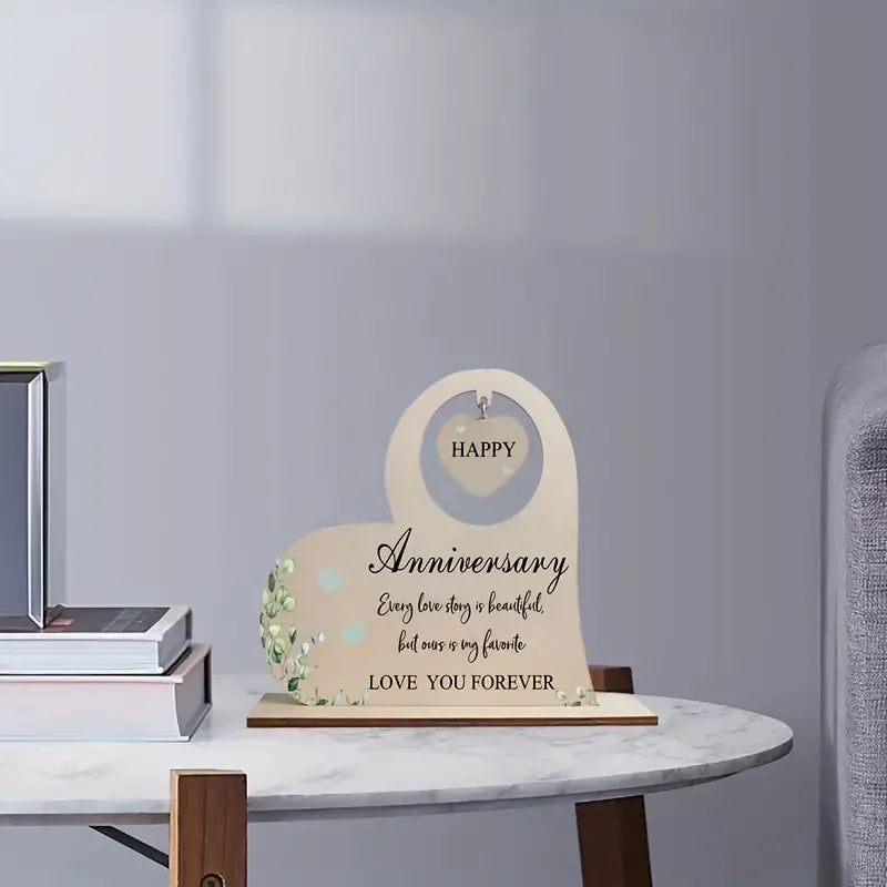 Happy Anniversary Cardinal Gift Double-sided Printed Wooden Decoration