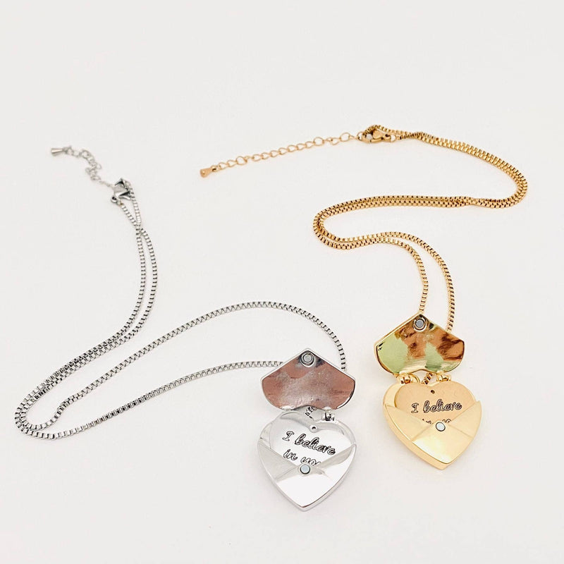 'I believe in you' Heart Charm Necklace Gift: Golden