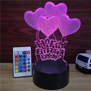 Happy Birthday Heart 3D Illusion Lamp