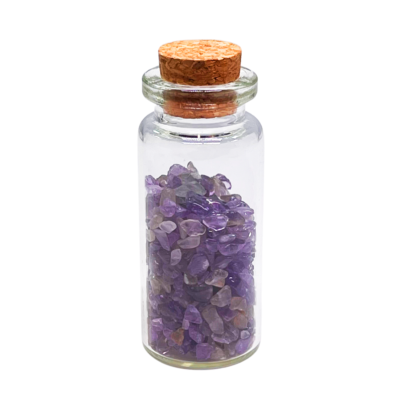 Amethyst Crystal Pieces in a Glass Jar, Healing Gift