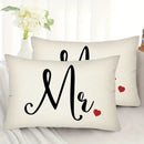 Mr And Mrs Sign Red Love Heart Decorative Pillows- 2