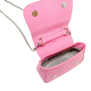 Tiny Metal Pearl Handle Heart Bag: Hot Pink