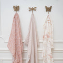 Crane Baby - Violet Floral 100% Cotton Muslin Swaddle Blankets (Set of 3)