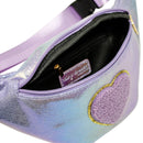 Shiny Heart Patch Sling Bag: Hot Pink