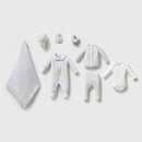 Organic Cotton & Velvet Newborn Outfit Set in 8 Pcs,Babyshower: Blue