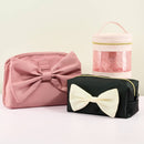 Black Louise Bow Loaf Cosmetic Pouch