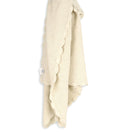 Scallop Classic Knit Baby Blanket + Elephant Rattle Gift SET: Natural