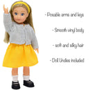 6.5" mini posable doll-grey top yellow skirt