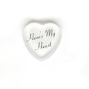 Here's My Heart printed Frosted Glass Heart, Pocket Stone: Pink