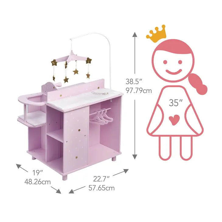 Twinkle Stars Princess Baby Doll Changing Station Storage