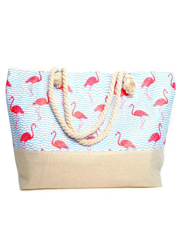 Flamingo Summer Rhinestone Ladies Tote Bag
