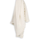 Scallop Classic Knit Baby Blanket+Bunny Rattle Gift SET: White