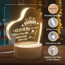 Love Heart Acrylic Night Light, A Gift For Husband, With Wooden Environmentally Friendly Base