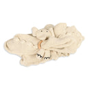 Scallop Classic Knit Baby Blanket + Elephant Rattle Gift SET: Natural