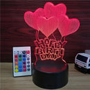 Happy Birthday Heart 3D Illusion Lamp