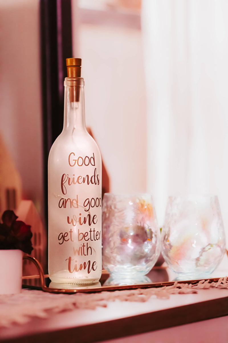 Wine Bottle Lamp, Friend Gift, Home Decor, Unique Gifts: Clear