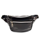 Iridescent Metallic Waist Fanny Pack: BK