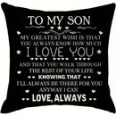 "To My Son" Inspirational Message Pillow